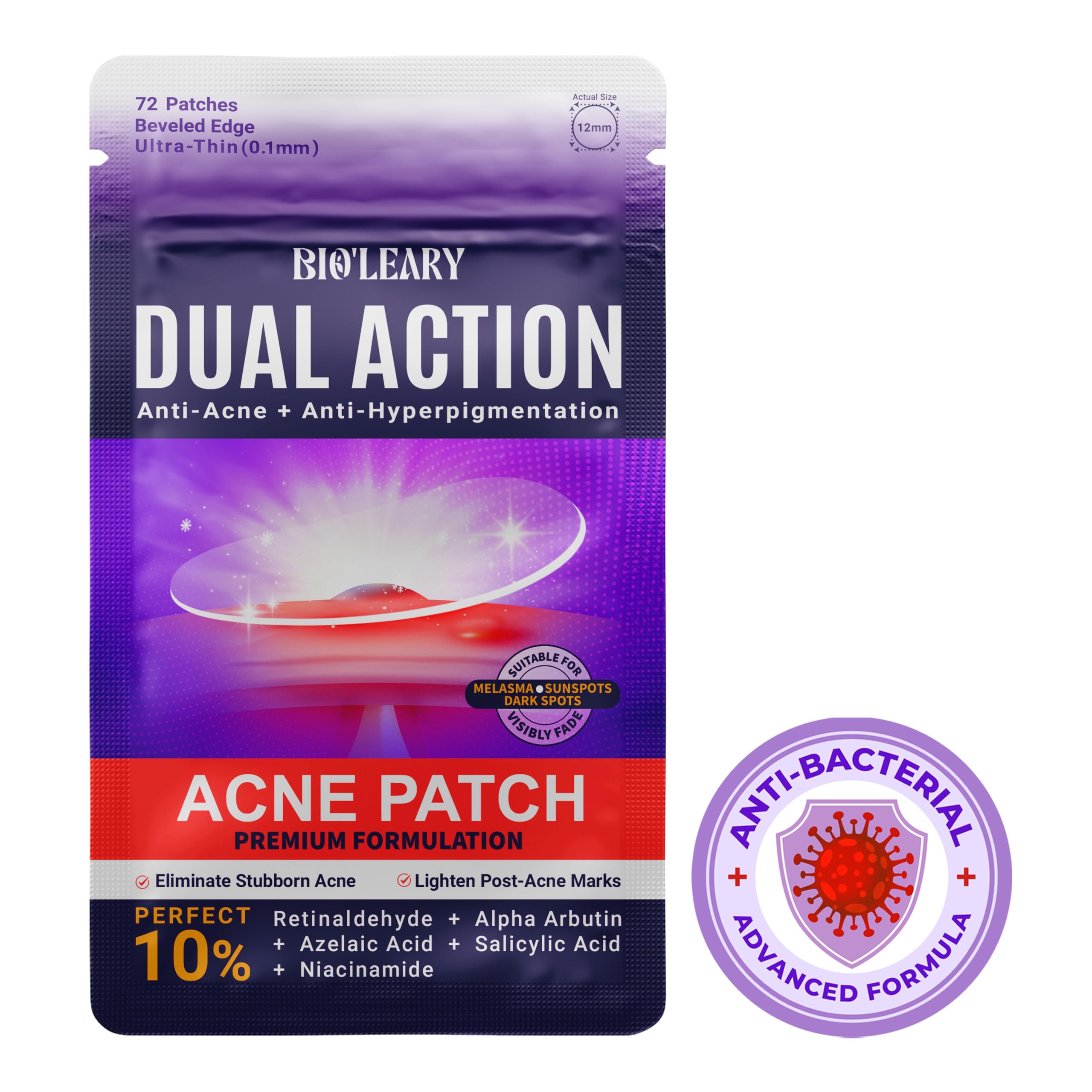 FSA HSA Acne Treatment | Anti-Bacterial Pimple Patches | Fast Acne Drying Treatment | Dual Action Acne Patch | Hydrocolloid Spot Cover | Zit Stickers | Korean Healing Dots | Soothing | 72 Counts |